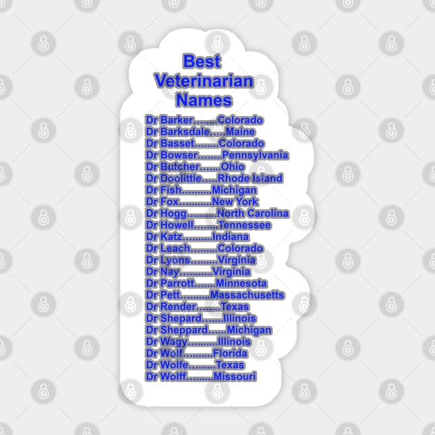 Crazy Vet Names Sticker by Tsbybabs